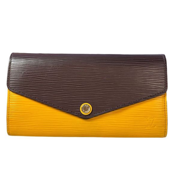 Louis Vuitton Unused Yellow Purple Epi Leather Sara Silver Snap Wallet - Picture 1 of 11